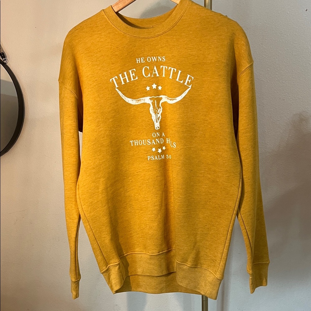 Women's Mustard Graphic Crew Neck Sweater